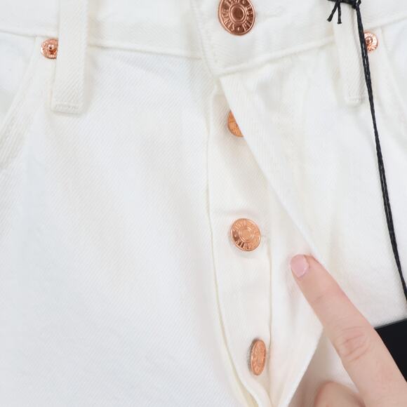 NWT Edwin Hana Classic Straight Crop Button-Fly Denim Jean White Noise Size 31 - Picture 5 of 8